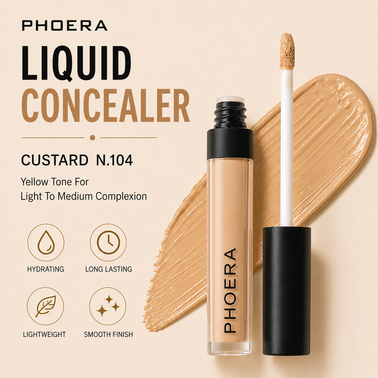 Phoera Full Coverage Liquid Concealer – Long Lasting Hydrating Creamy Concealer
