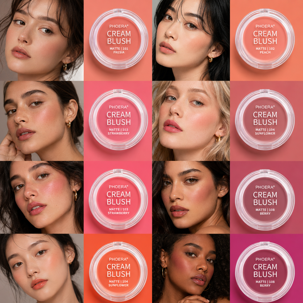 Phoera Cream Blush Matte – Lightweight Blendable Cheek Blusher | Buildable, Sweat-Resistant