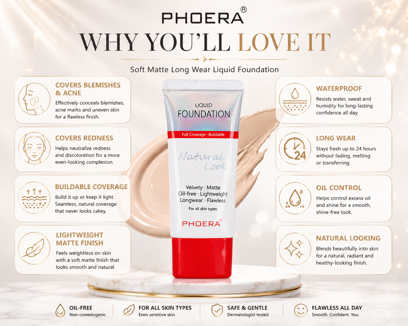 Phoera Full Coverage Foundation Tube 30ml