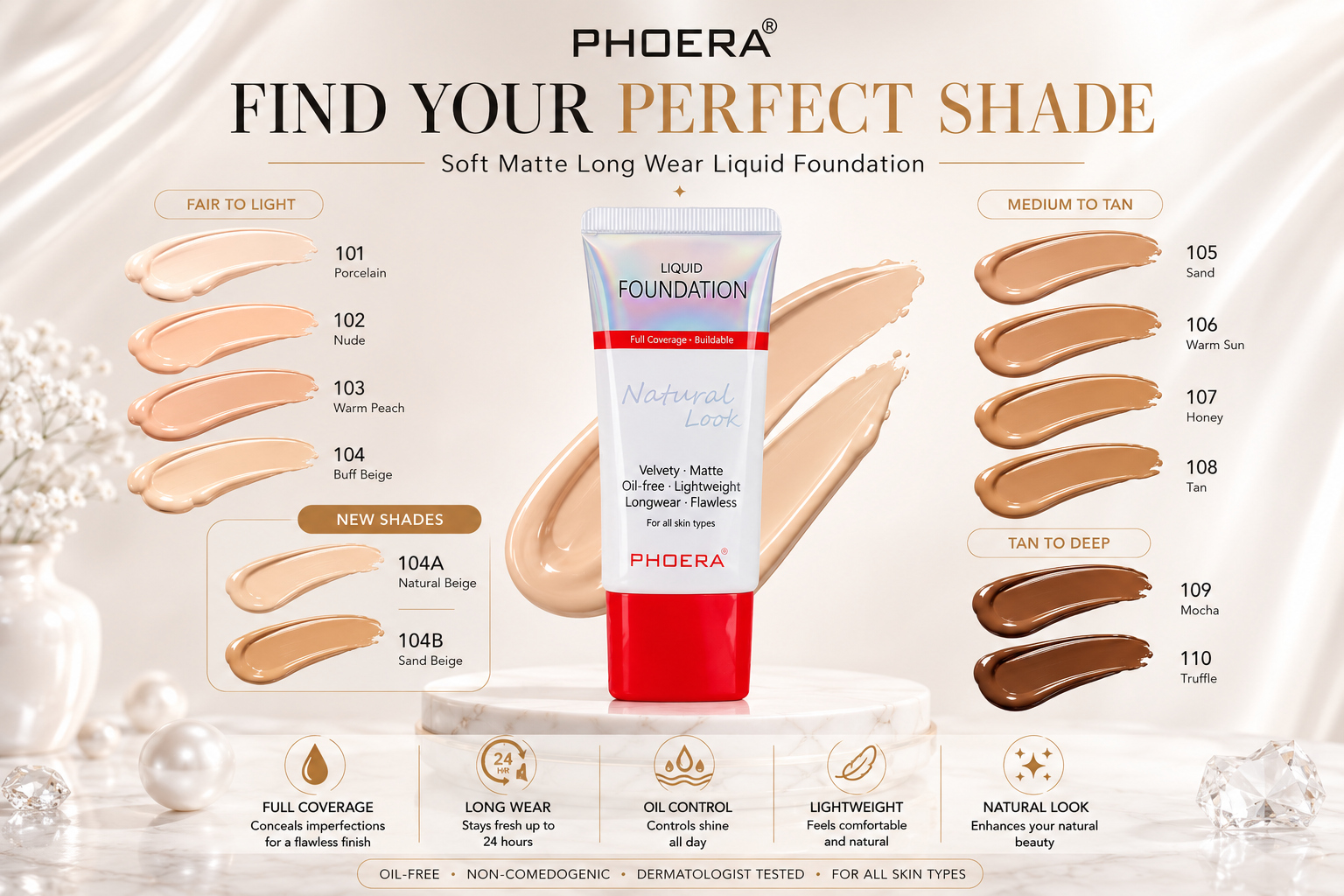 Phoera Full Coverage Foundation Tube 30ml