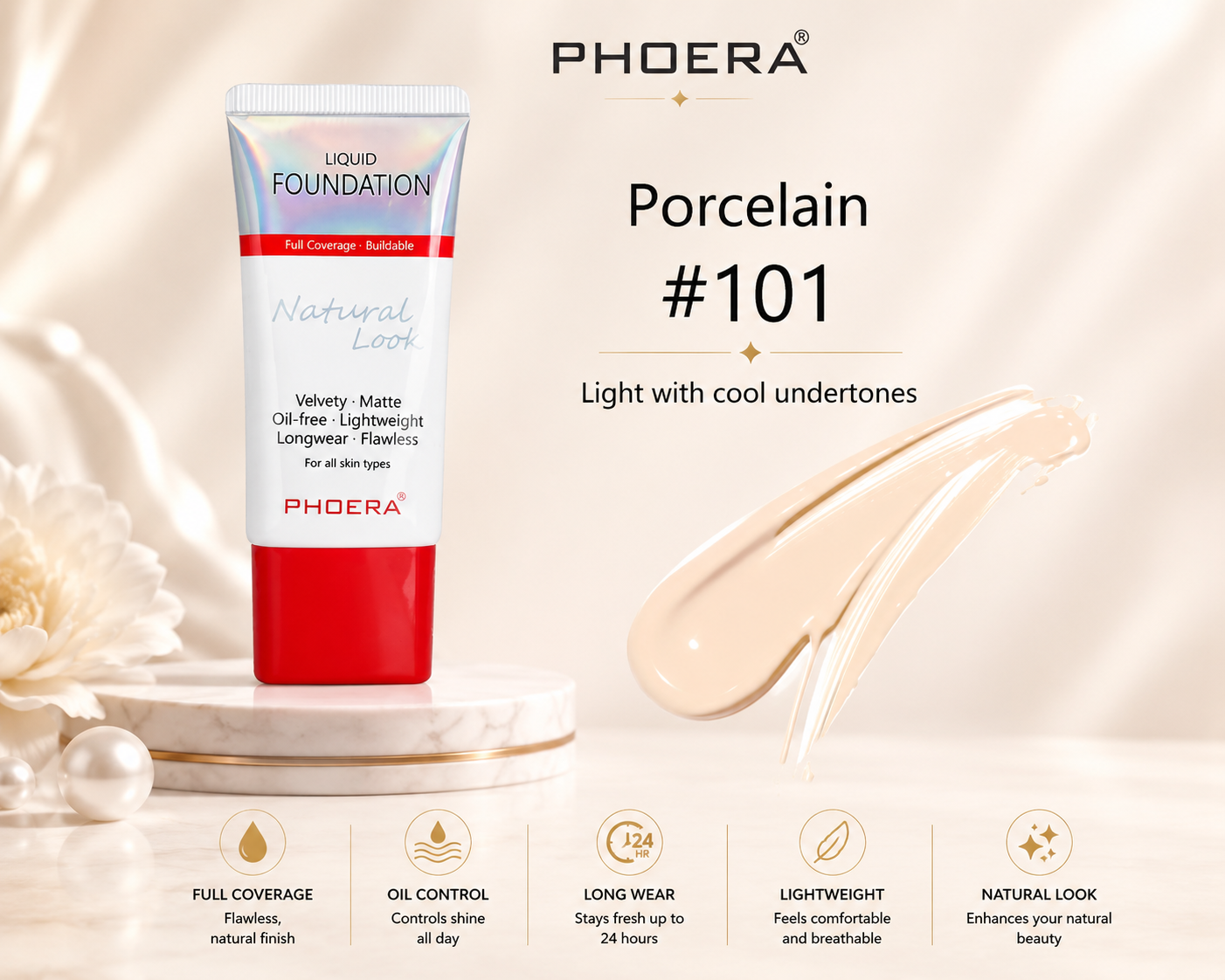 Phoera Full Coverage Foundation Tube 30ml