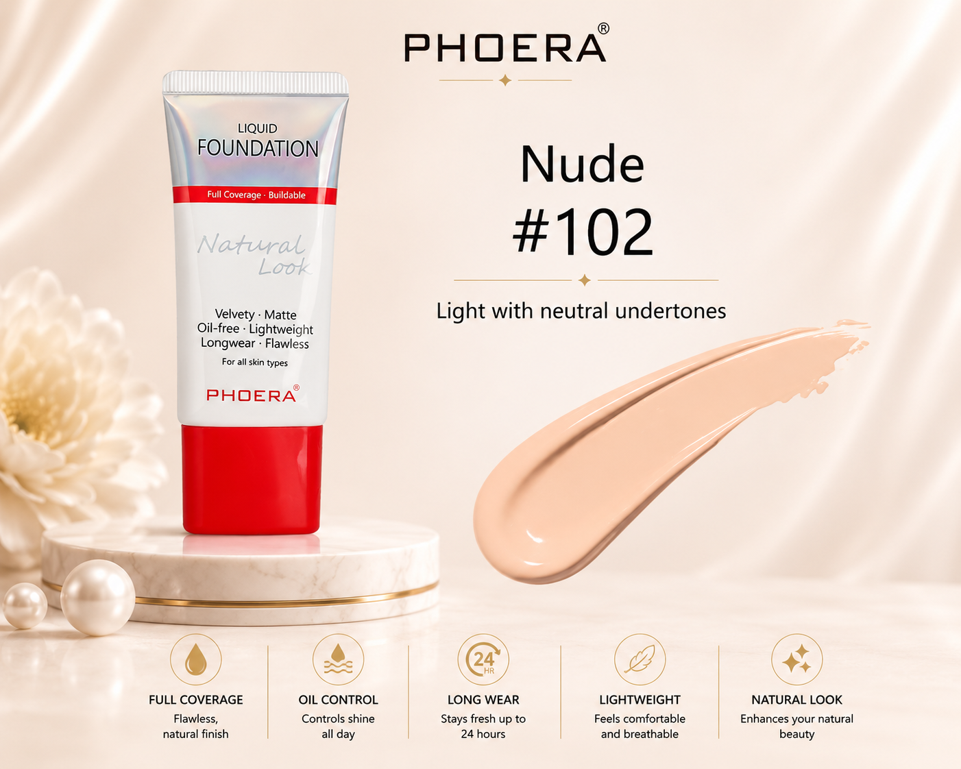 Phoera Full Coverage Foundation Tube 30ml