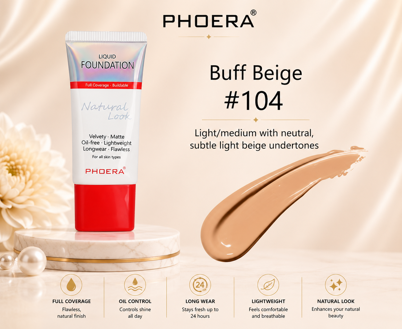Phoera Full Coverage Foundation Tube 30ml