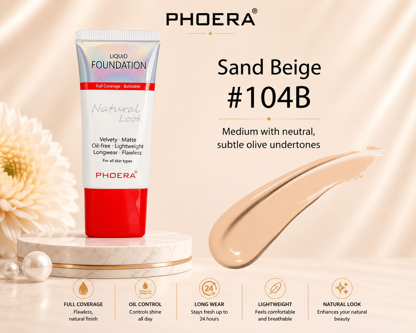Phoera Full Coverage Foundation Tube 30ml