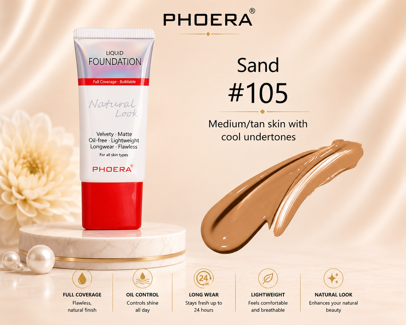Phoera Full Coverage Foundation Tube 30ml