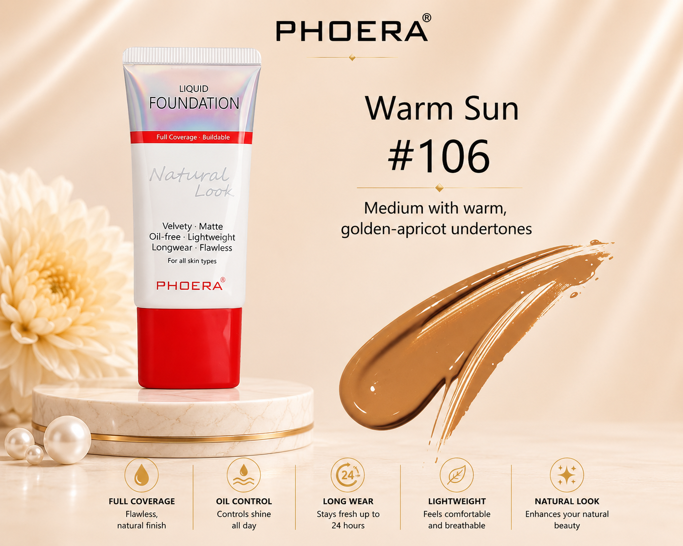 Phoera Full Coverage Foundation Tube 30ml