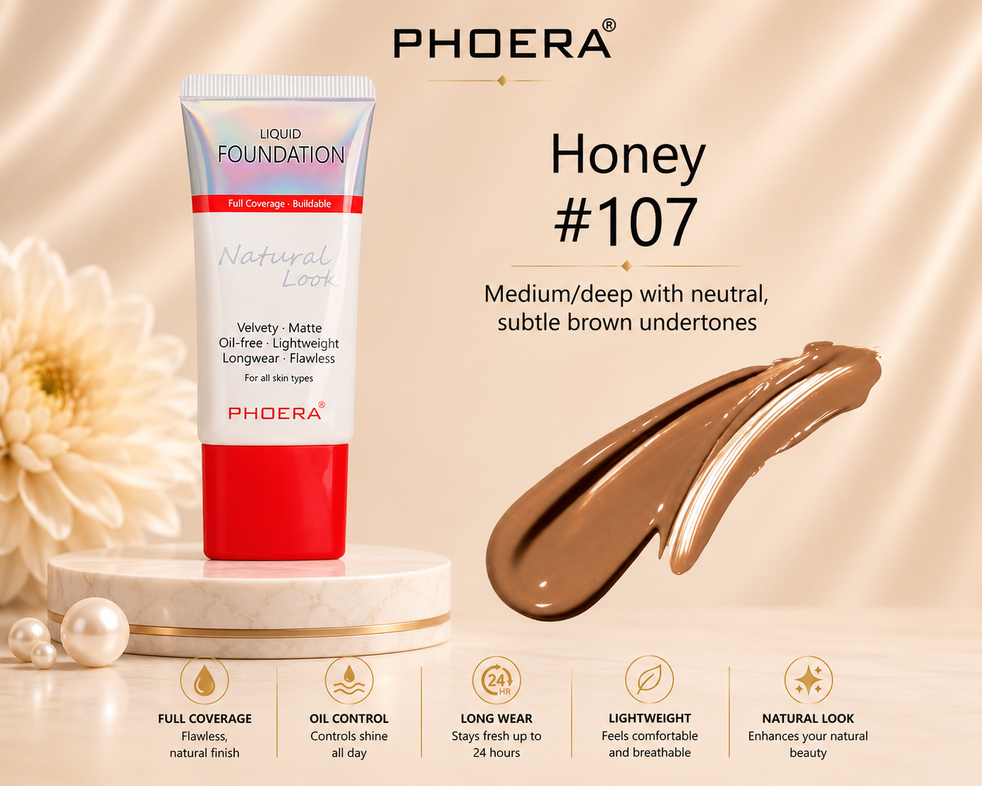 Phoera Full Coverage Foundation Tube 30ml