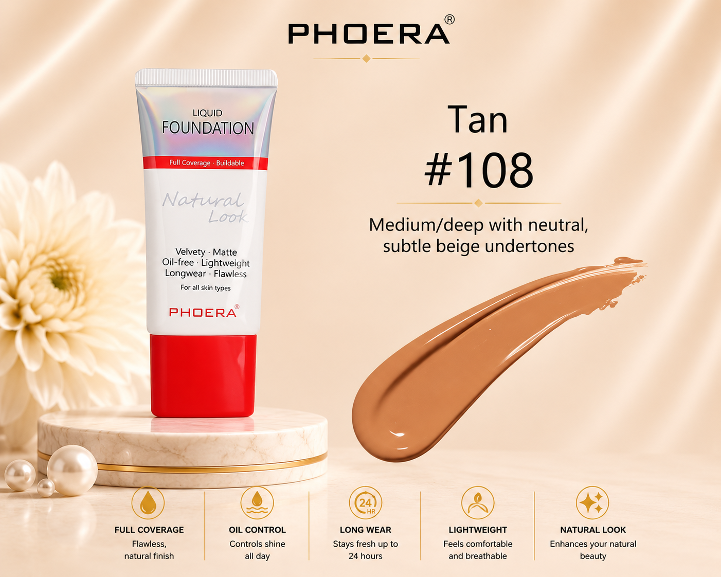 Phoera Full Coverage Foundation Tube 30ml