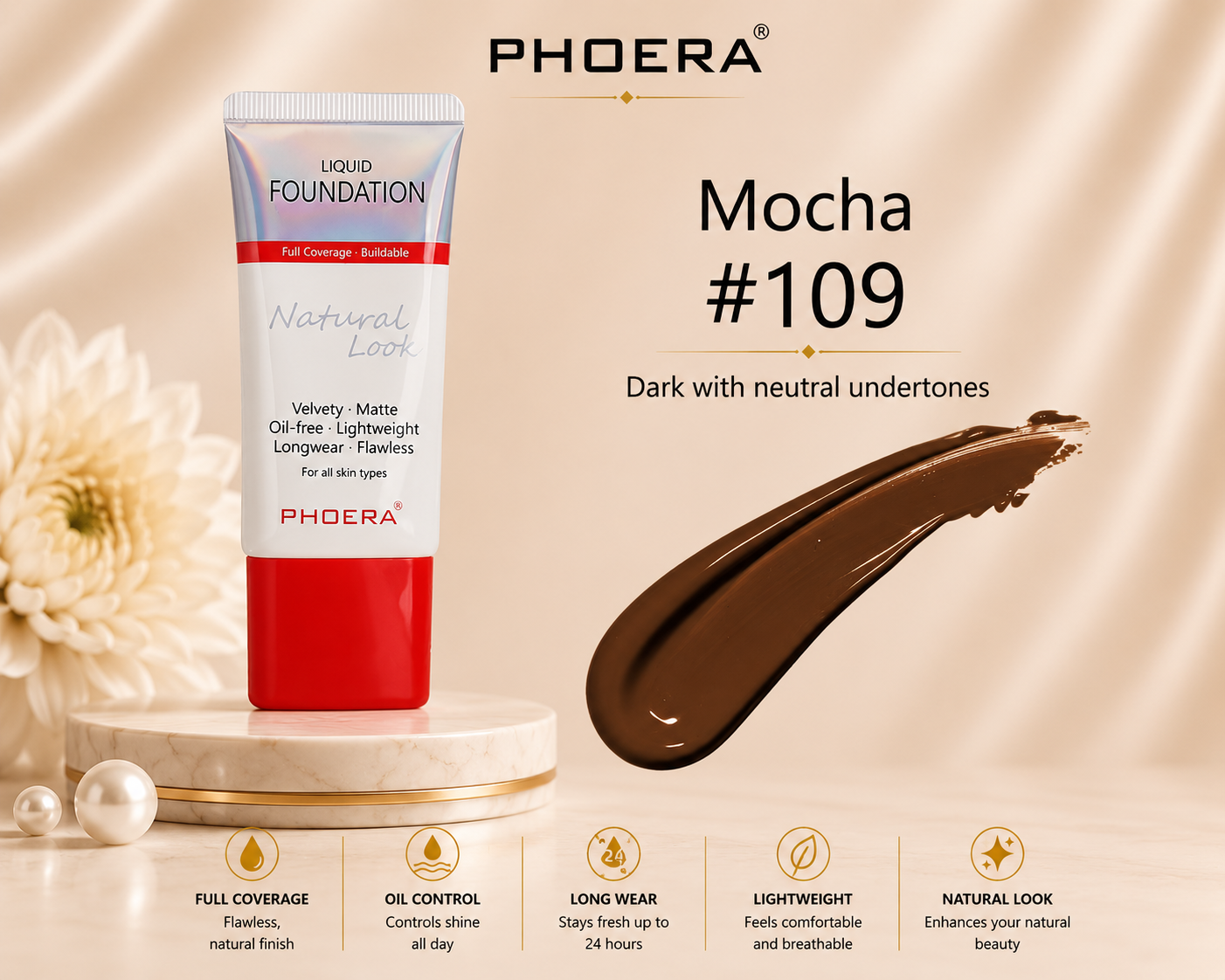 Phoera Full Coverage Foundation Tube 30ml