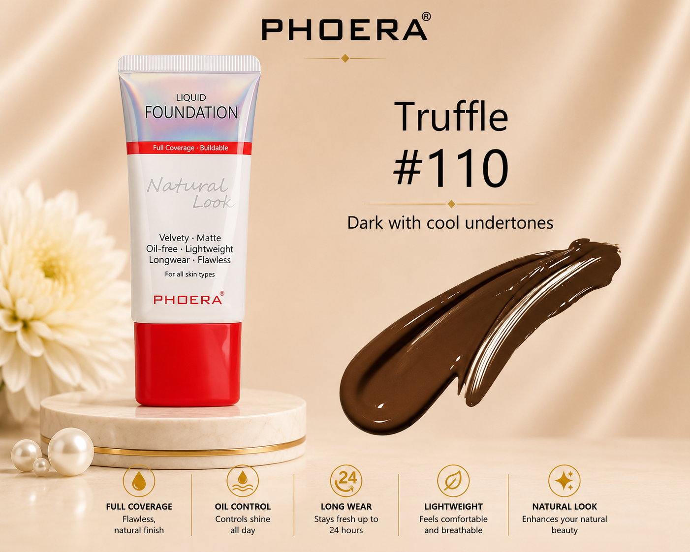 Phoera Full Coverage Foundation Tube 30ml